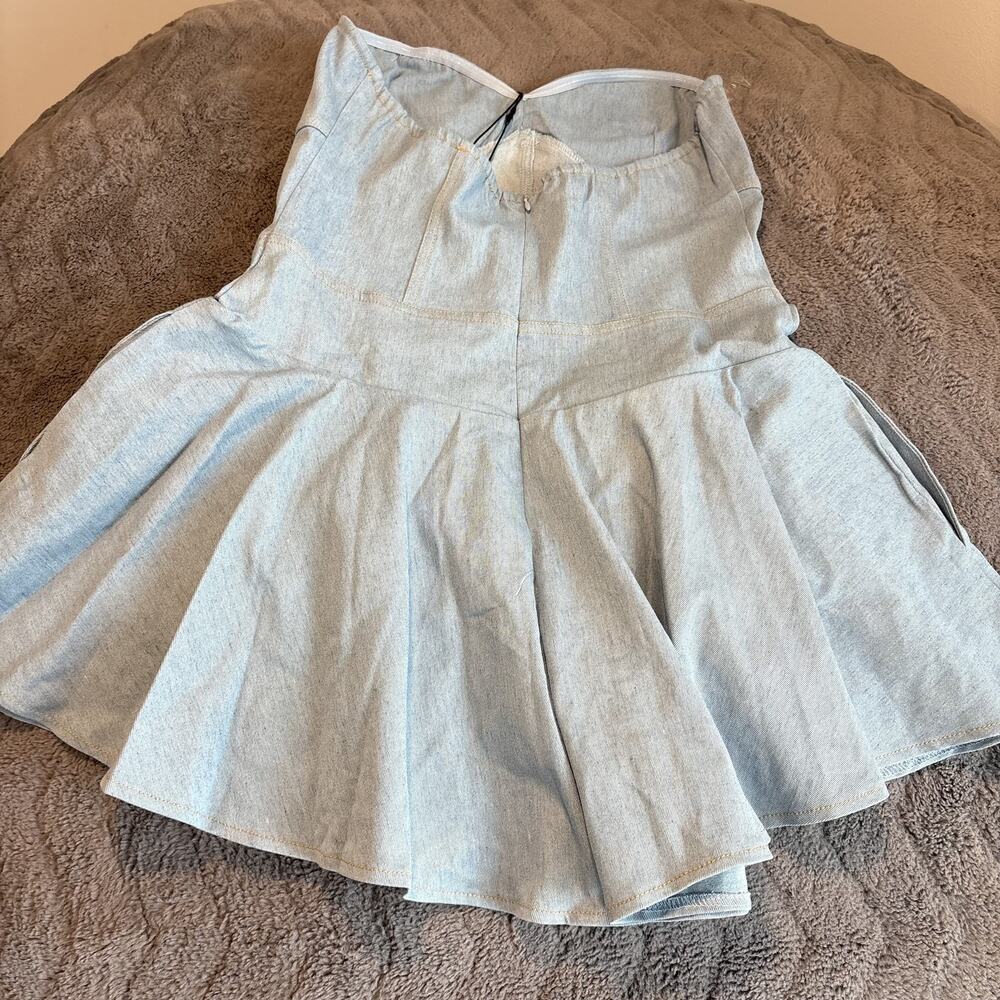 Fashion Nova Women's Little Miss Perfect Denim Romper Strapless Y2K Coquette 2X - Picture 8 of 9